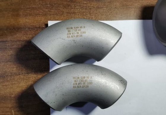 Άνευ ραφής αγκώνας 6» sch-XS ASTM A815 UNS S31803 ακτίνας μήκους συγκόλλησης άκρης 90°